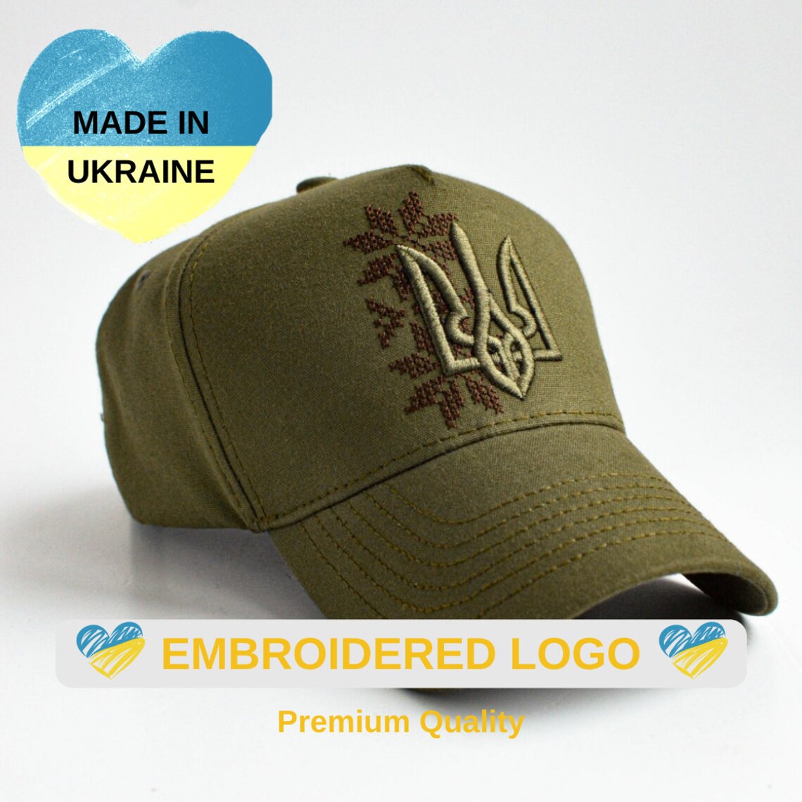 Ukraine Baseball Cap with Ukrainian Trident Embroidery | Ukraine hat made in Ukraine with Tryzub | Trucker | Made in Ukraine