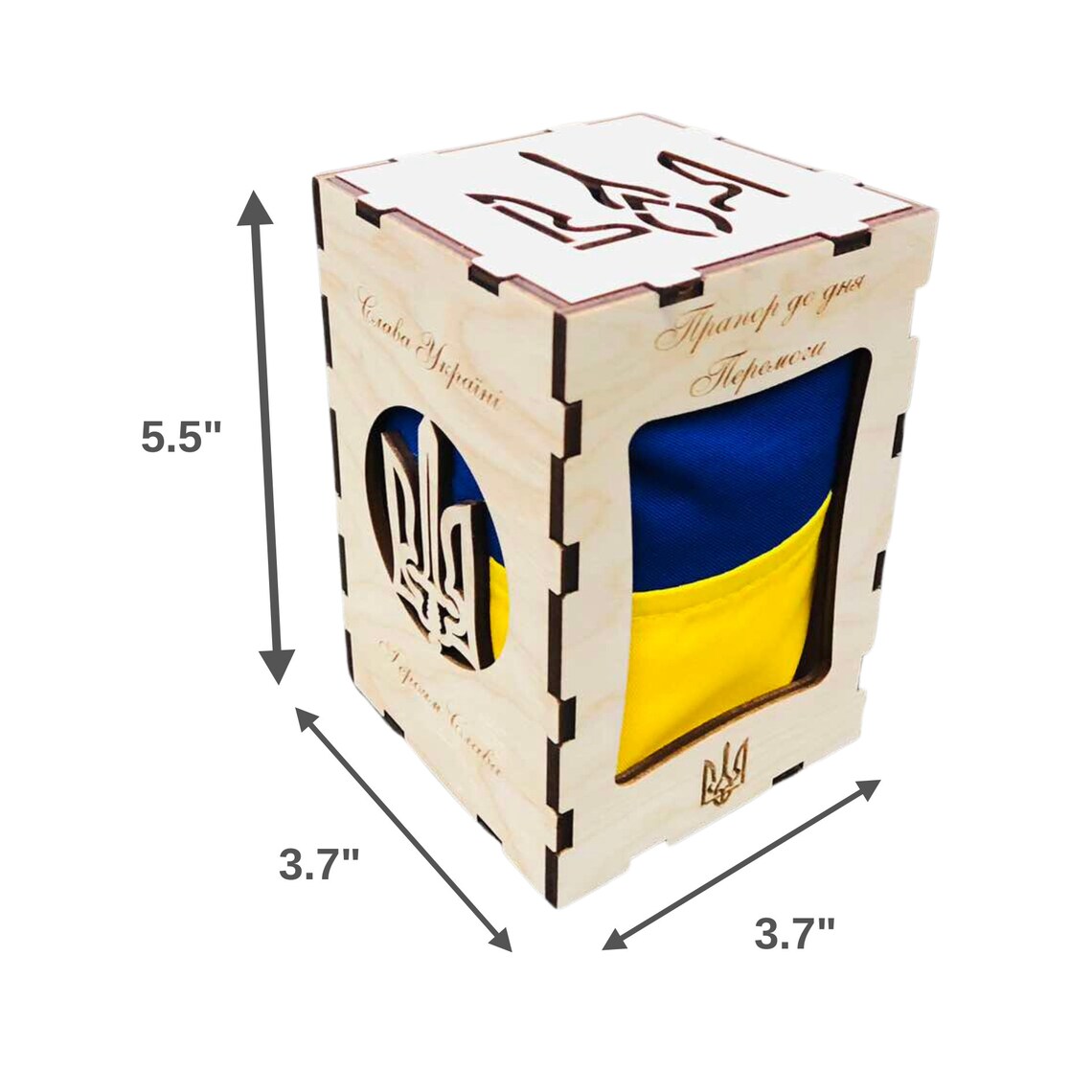 Ukrainian Flag in Gift Wooden Box | Ukraine Flag Made in Ukraine