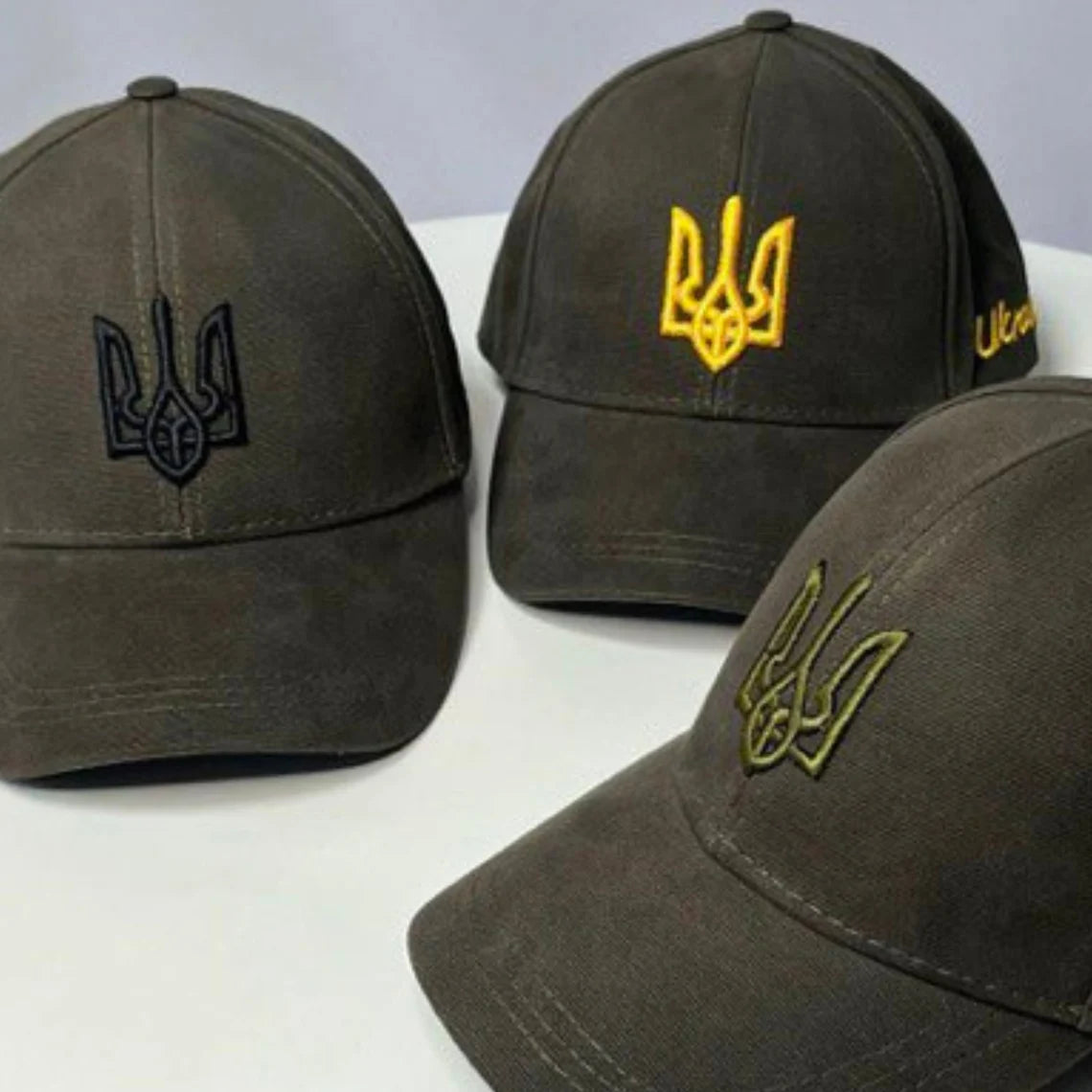 Military Green trucker with embroidered Trident+Ukraine