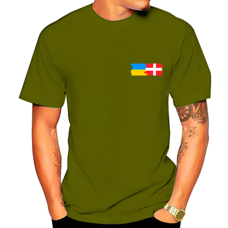 T-shirt avec drapeaux du Danemark et de l'Ukraine