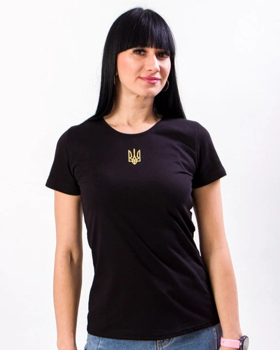 WOMEN'S T-shirt with embroidered trident | Zelensky | Ukraine