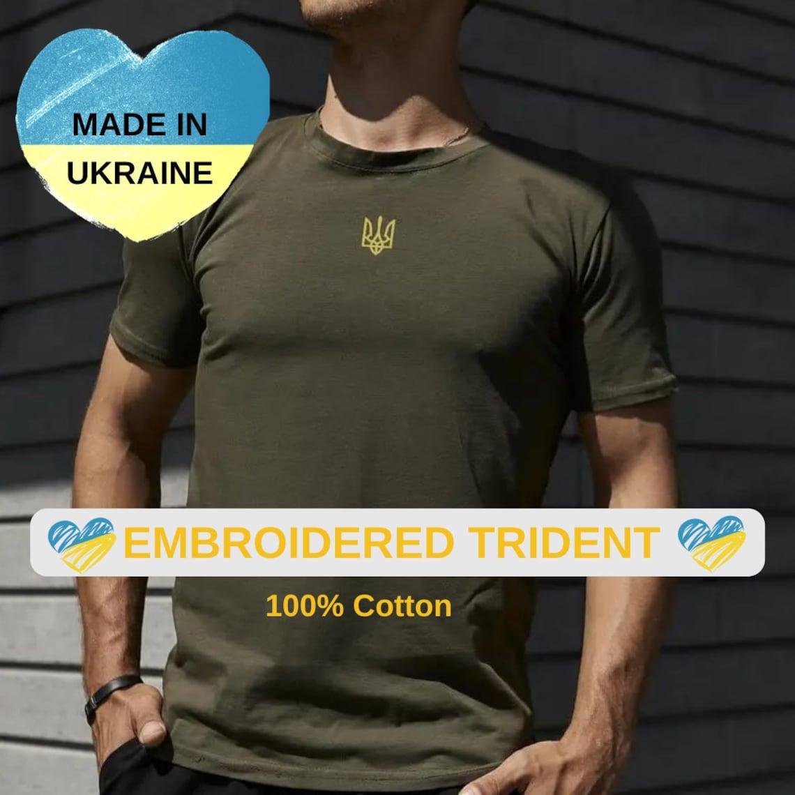 Ukraine Zelensky T-shirt With Embroidered Trident